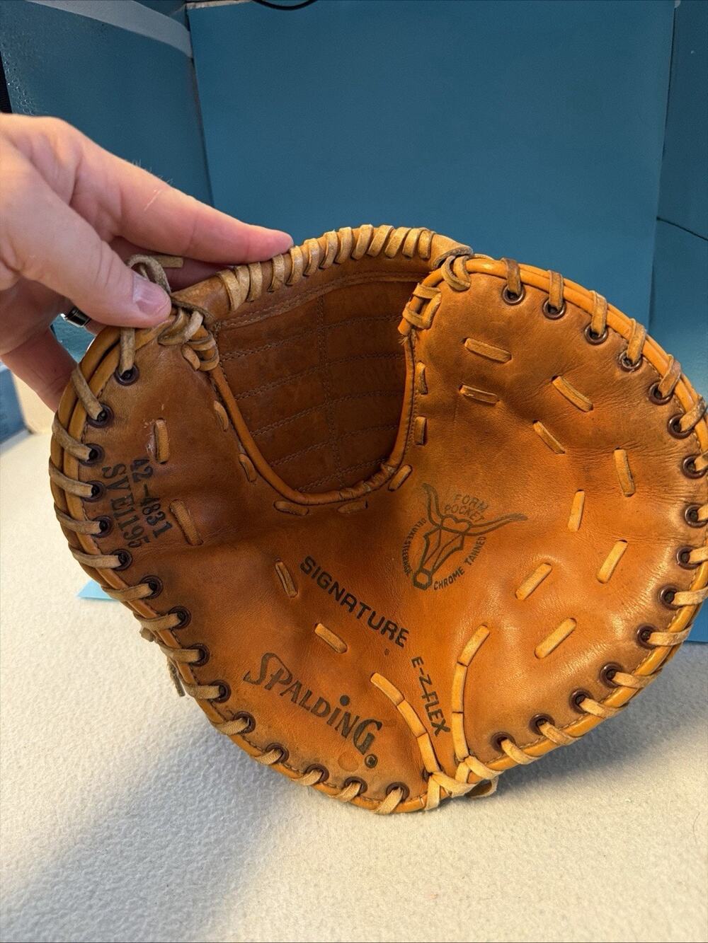 Spalding Signature E-Z-Flex Brown Leather Catcher Mitt Right Hand E1196 4831